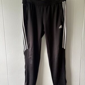 Adidas Black Sweatpants with Tapered Fit and Ventilation